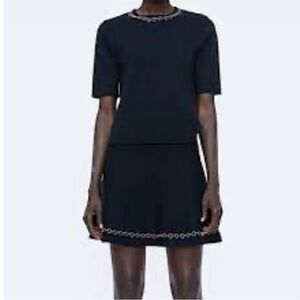 Zara Black skirt with Chain Detail Sz L